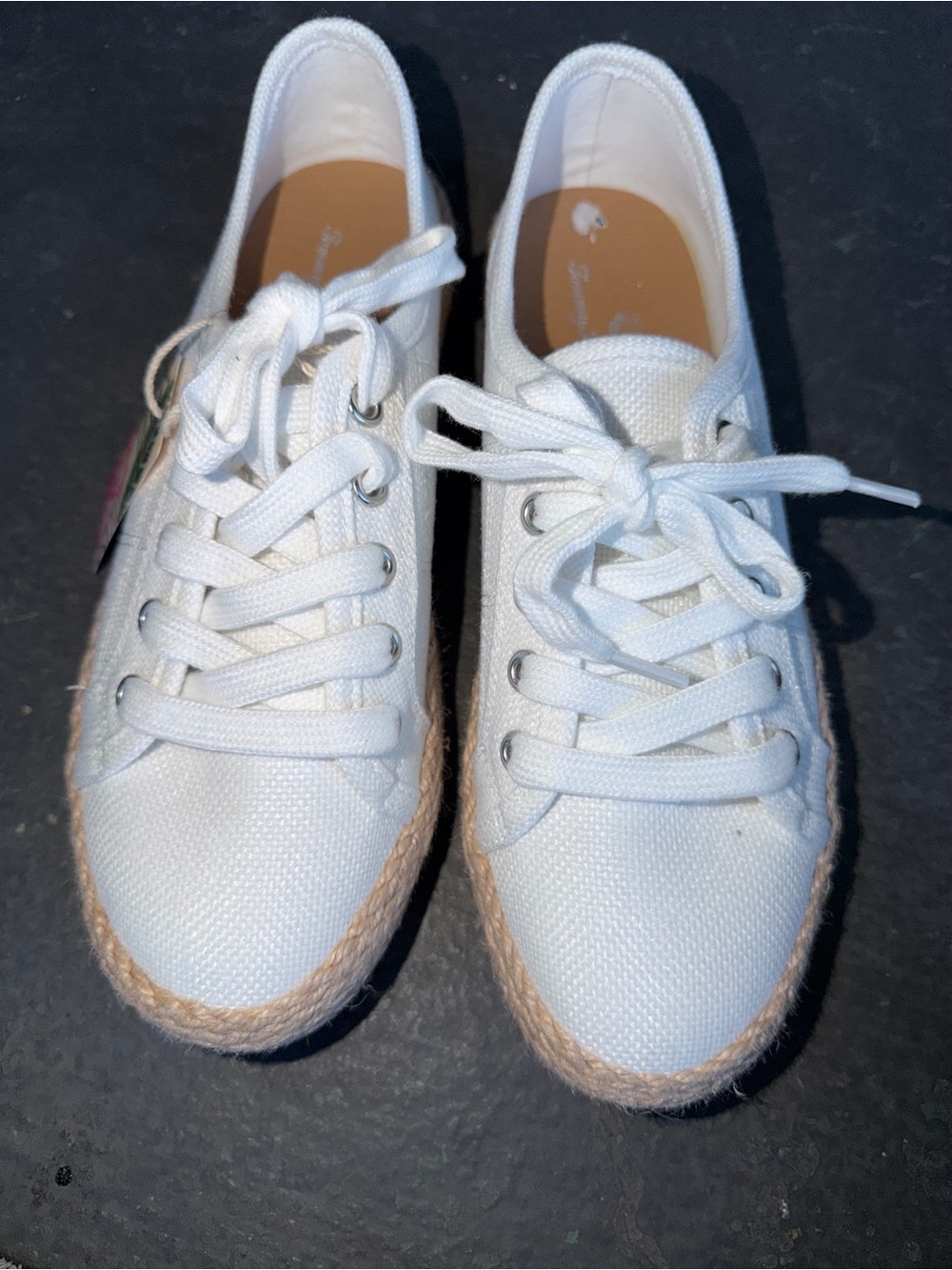 Tommy Bahama White Canvas Espadrille Sneakers with Jute Trim